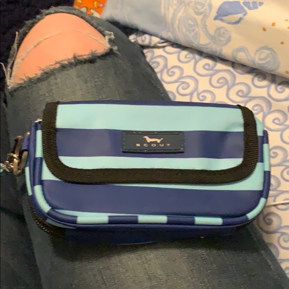 Preppy blue striped scout wristlet